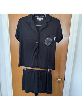 Y2K Paris Hilton Lounge Set Shorts “That’s Hot” Black 2 Pc Outfit Womens S